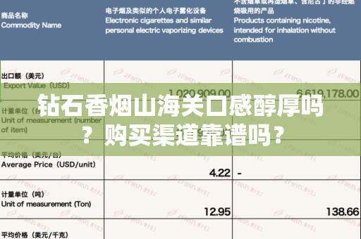 钻石香烟山海关口感醇厚吗？购买渠道靠谱吗？